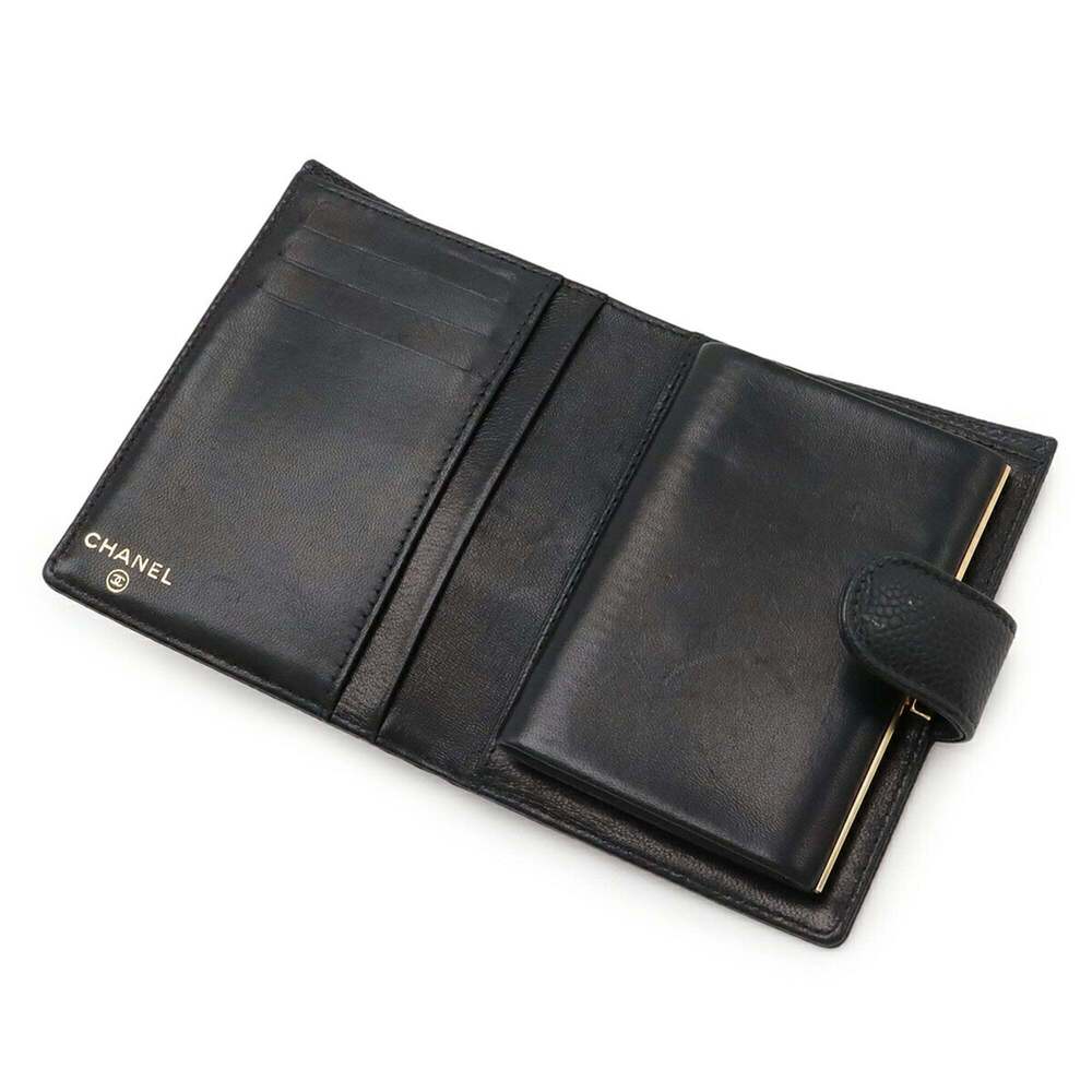 CHANEL Authentic Black Caviar Leather Logo Wallet - Picture 5 of 10